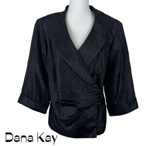 Dana Kay Black Crinkle Satin Party Event Glam Jacket NWOT Size 18W